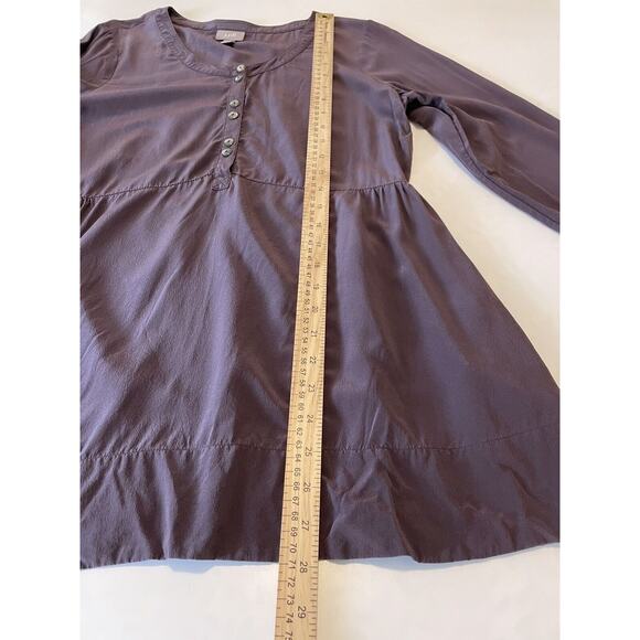 J Jill Women Size S Petite Tunic Blouse 100% Silk Dusty Purple Pockets Buttons - Picture 8 of 8